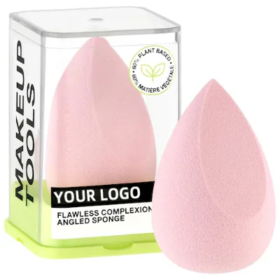 Pink Soft Angled Teardrop Flawless Foundation Blending Cosmetic Sponge Foundation Sponge 60% Plant Based Makeup Sponge