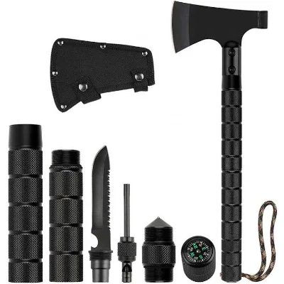 9 in 1 Multifunctional Outdoor Tool Axe Survival Axe Outdoor Compass Hunting Chopping Wood Camping Survival Tactical Axe Set