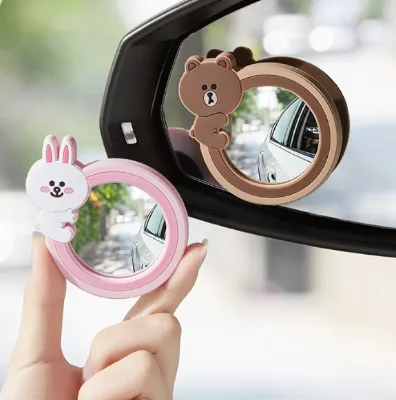 Cute Cartoon Brown Bear Baby Car Backseat Mirror Shockproof Wide View Infant Auxiliary Rearview Mirror Child Safety Car Seat