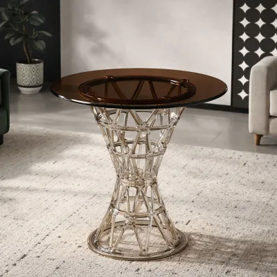 Contemporary Modern Round Glass Top Hotel Resin Party Table with Plastic for Wedding Table Acrylic Panel Furniture Design