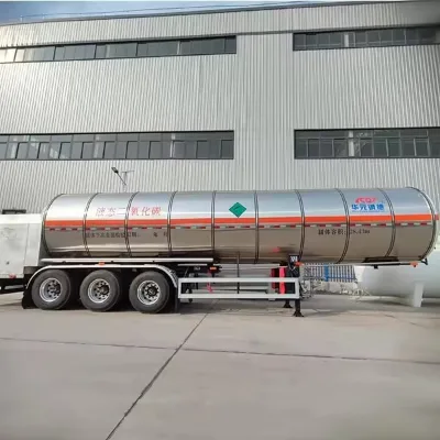 Sale Liquid CO2 Cryogenic Transport Trailer Tanker ASME 28.5 CBM High Vacuum Insulated 2.2 MPa Triple Axle Heavy Duty Chassis