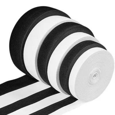 Black White 1cm 1.5cm 2cm 2.5cm 3cm 4cm 5cm Wide Knitted Elastic Band for Waist Band Wrap Web Band