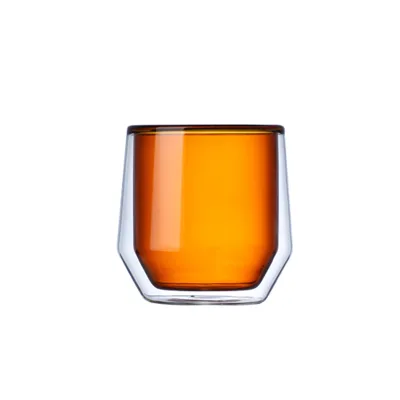 Double Wall Colored Whisky Shot Glass for Barl Wine Drinking Double Wall Glass Whiskey Cup