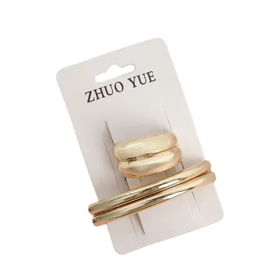Classic Simple Metal Half Arc Hair Ring Spring Clip Headband Set Korea Fashion Hair Ties Hair Clips Wholesale