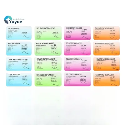 Medical Student Suture Training Kit with Curved Needle Pre-threaded Nylon Polypropylene and Polyester Sutures