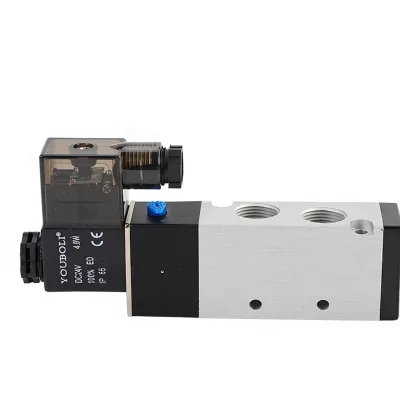 Pneumatic Solenoid Valve 1/4 Inch 5/2 Way 24V Inlet Single Coil Pilot-Operated Electric Aluminum Alloy Female Thread 4V210-08