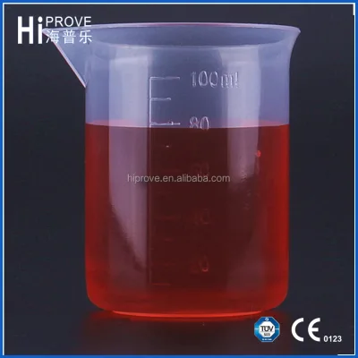 Transparent spouted and graduated lab PP measuring cup without handle plastic beaker
