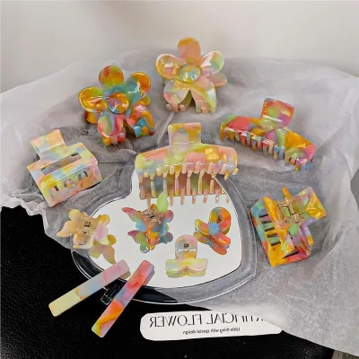 KinLing Acetate Fiber Flower Hair Clip for Female Colorful Rectangular Square Bow Butterfly Stylish Hair Claw