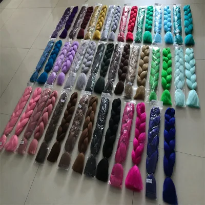 48Inch YAKI Straight Texture Single Extension Jumbo Braiding Hair Bulk Wholesale High Temperature Fiber Synthetic Pre stretched