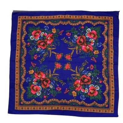 Russian Ethnic Printed  Scarf for Women and Girls Square Head Hair Accessory with Floral Feel for Spring Season
