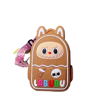 Linda Cartoon Labubu Canvas Silicone Bag Children's Cute Diagonal Cross Bag