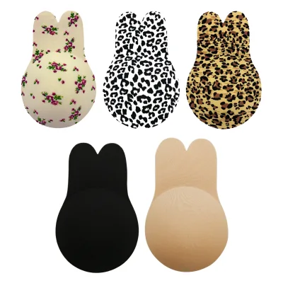 Reusable Silicone Nipple Covers for Women Breathable Rabbit Ear Petals Nude Push-Lifting Breast Patches Strapless Adhesive Tape