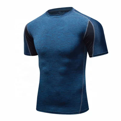 Quickly Dry Breathable Sport Top Gym Fitness Tights T Shirt Cotton Spandex Gym Shirt Men Muscle Fit Performance Gym T Shirt