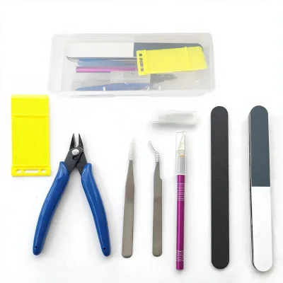 8-Piece Model Tool Set DIY Toolbox Plastic Hardware Customizable Purple Penknife Included for Model Construction Maintenance