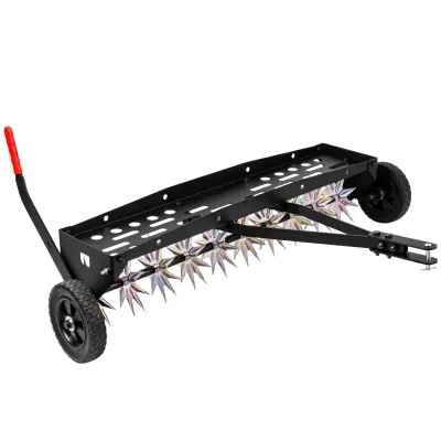 Metal Riding Lawn Mower Attachments Soil Penetrator Tow Behind Spike Aerator with Galvanized Steel Tines Atv Rake