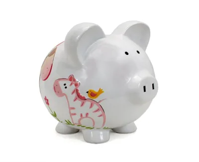 Ceramic Piggy Bank for Kids Girls Jungle Jill, Large