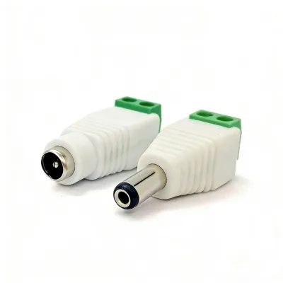 Male/Female 12V DC 5.5mm X 2.1mm to Screw Terminal Jack Adapter for LED Strip, CCTV Security Camera Cable Wire Ends Plug