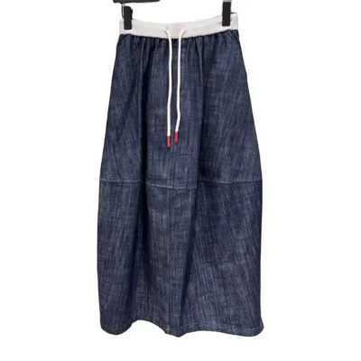 Top Quality 2025 Early Spring New Korean Style Women Loose Versatile Solid Color Slim Denim Skirt Elastic Waist Lady MIDI Dress