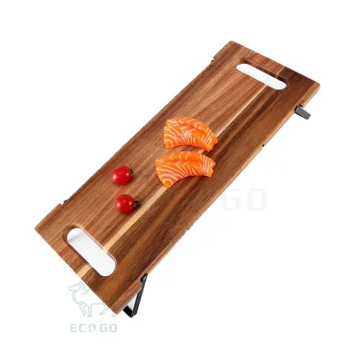 Premium Natural Acacia Wood Serving Plate Picnic Table Multipurpose Wooden Tray for Bread Fruit Dessert Decorative Plate