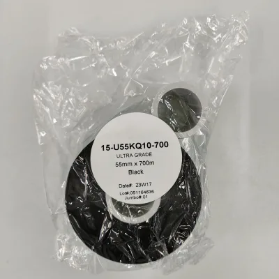 15 Years Top Suppliers 55mm Ribbons 55mm X 700M  15-U55KQ10-700 Ultra Grade Black Thermal Transfer Ribbon