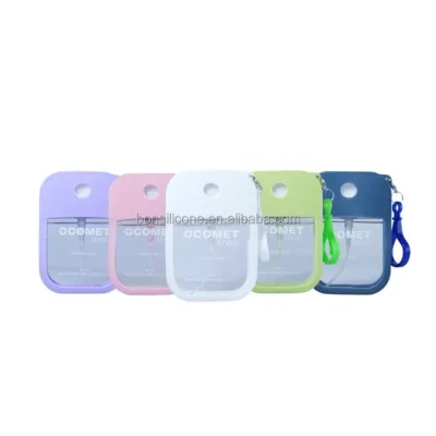 35ml Refillable 70% Skin Food Alcohol Waterless Liquid Chemical Pocket Hand Sanitizer with Sleeve and Hook