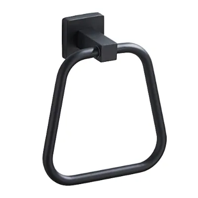 Matte Black Square Towel Ring for Bathroom & Kitchen Heavy Duty Stainless Steel Wall Mount Towel Holder