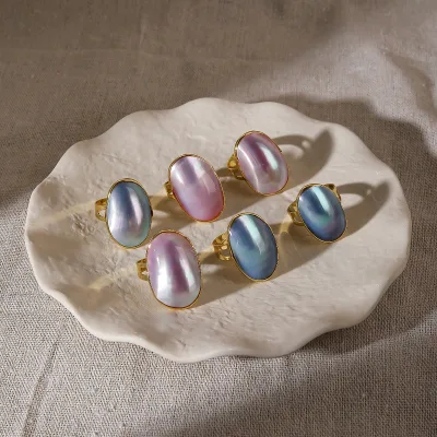 Fashion Romantic Natural Shell Dream Feeling Luster Ring for Party Daily