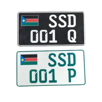 Factory Direct Sale OEM High Quality Embossed South Sudan Aluminum Reflective Car License Plate for Front and Back