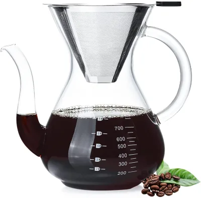 Hot Sale Pour Over Coffee Maker 34oz Paperless Borosilicate Glass Carafe Glass Coffee Pot Manual Coffee Dripper Brewer