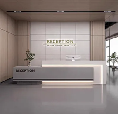 Modern Fiberglass Reception Desk Curved Round High-End Service Table for Hotels and Commercial Spaces