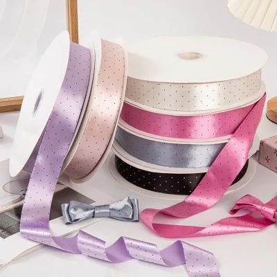 Wholesale Premium 2.5cm/4cm Polka Dot Acetate Ribbon Florist Use High End Gift Packaging 100 Yards/roll
