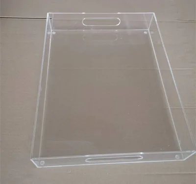 Clear Acrylic Tray for Food,Cutout Handles.Serving Tray, Organizer Tray for Living Room, Bathroom ,Kitchen Tabletop,Makeup
