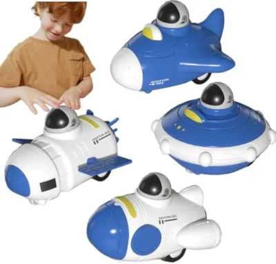 8pcs Space Press Go Plastic Toddler Push Car Dollar Item Infant Play Toy with Car Friction Inertia Pull Back Theme