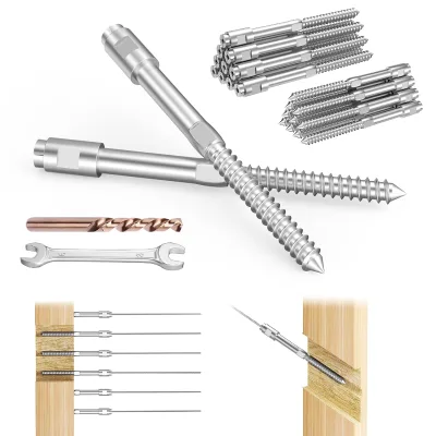 Stainless Steel 3/16" Swageless Lag Screws Left & Right for Wood Posts