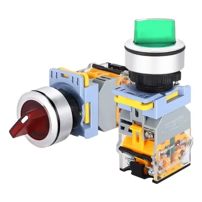 ENGELEC XB2-BZ31/BZ42 Metal 10A IP53 2NO Normally Open 2nd Gear Knob Flat Head Self-locking Switch Button 22mm 600V
