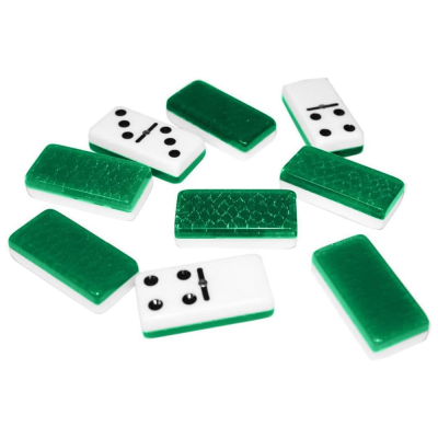 Green High Gloss Domino Set Double Nine 55 Pieces Dominos Wooden Storage Box Packaging with Walnut Finish for Travel Game