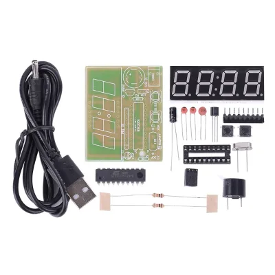 Electronic DIY Kit Accurate C51 Clock 4 Bits Clock LED Display Electronics for Education Design Soldering Practise