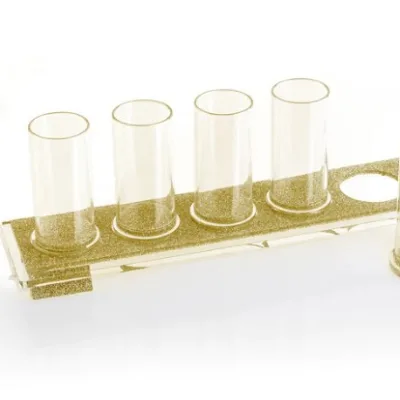 Factory Custom Acrylic Gorgeous Golden Lucite Liquor Set With Six Cup