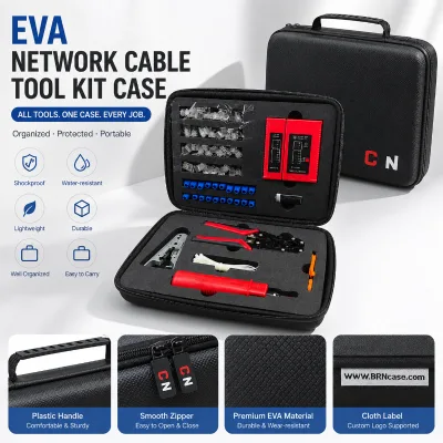 Custom EVA Tool Case Network RJ45 Crimping Kit LAN Cable Tester Punch Down Stripper Crystal Head for Office Broadband Wiring