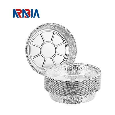 Manufacturer Direct Disposable 7" Round Aluminum Foil Food Grade Oven Safe Bowl with Plastic Lid for Take Away Cake Baking BBQ