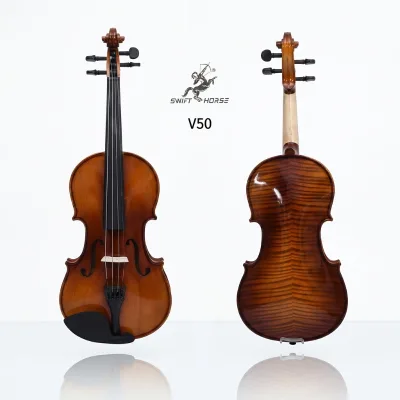 Premium Natural Gloss Finish Professional Tiger Flame 4/4 Full Size Maple Violin for Orchestra Performance & Wholesale