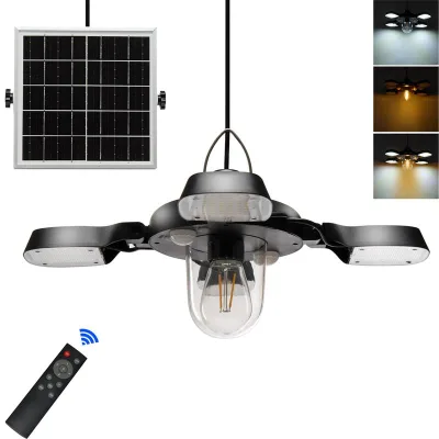Solar Pendant Light 4 Heads 192LED Filament Lamp Motion Sensor Solar Garages Lamp 5m Cable for Yard Garden Shed Corridor