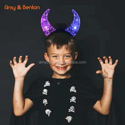 Halloween Headband Flashing Led Glow Devil Horn Headband for Adults and Kids