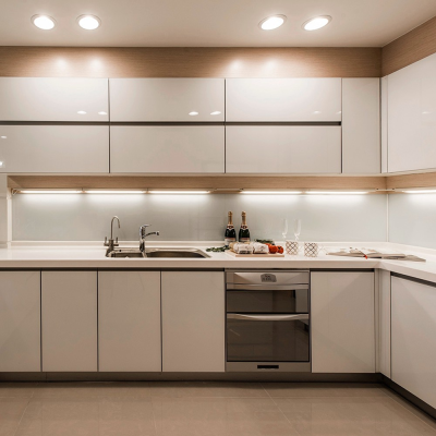 Custom Small Kitchen Cabinets Direct Price Grey Lacquer Modern Kitchen for Sale Online