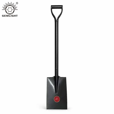 All-Metal D-Grip Flat Blade 45 Angle Garden Spade Heavy Duty Square Digging Shovel Wide Foot Treads for Soil Trenching