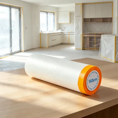 Lightweight PE Masking Film With Adhesive Tape Multi Purpose Hand Tool for DIY Spraying and Household Dust Isolation