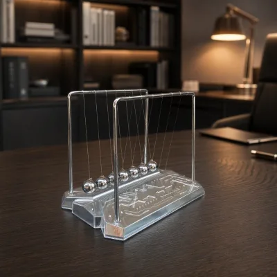 Seven Balls Newton's Cradle Creative Acrylic Base Metal Bumper Modern Simple Design Electroplated Polished Home Decoration