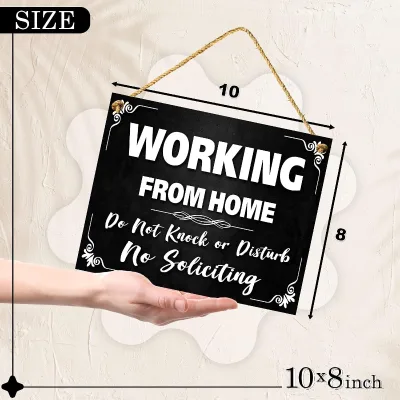 Working From Home Aluminium Dibond 10" X 8" Sign Plate-Do Not Disturb-Door Sign for Home and Office