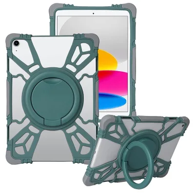 Silicone Flat Protective Shell Case with Ratating Bracket Stand Holder Back Tablet Case Cover 8 9 10 11 Inch