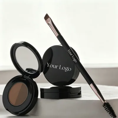Waterproof Long Lasting 2 Color Eyebrow Powder With Brush 3D Natural Brow Makeup Custom Pressed Eyebrow Powder